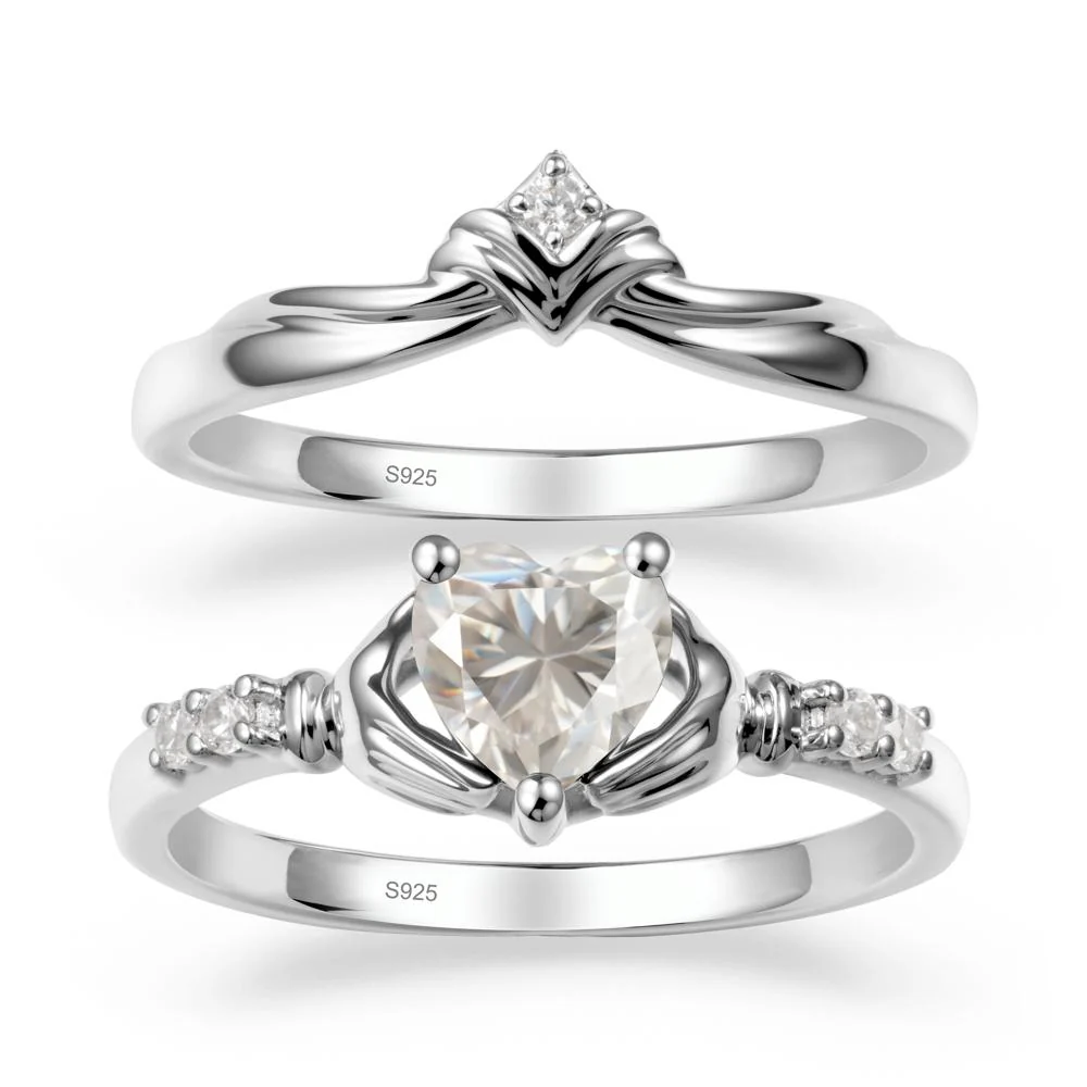 Moissanite Claddagh Wedding Ring Sets - Image 9