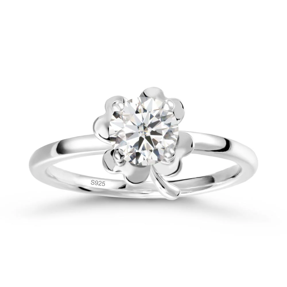 Moissanite Four Leaf Clover Creative Ring - Image 9