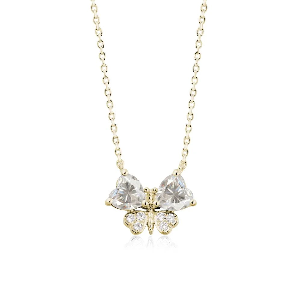 Moissanite Heart Shaped Wings Butterfly Necklace - Image 4