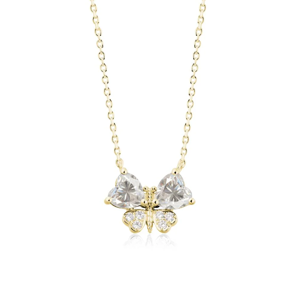 Moissanite Heart Shaped Wings Butterfly Necklace - Image 7