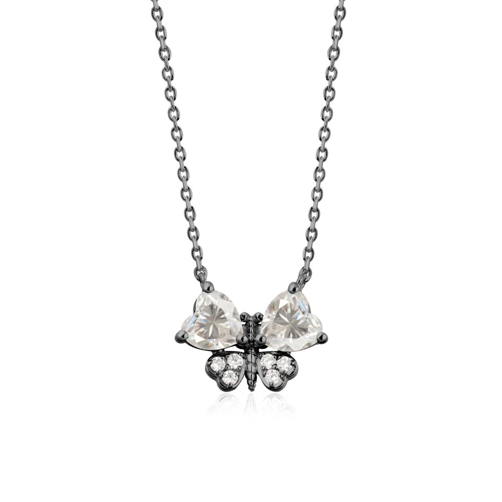 Moissanite Heart Shaped Wings Butterfly Necklace - Image 8