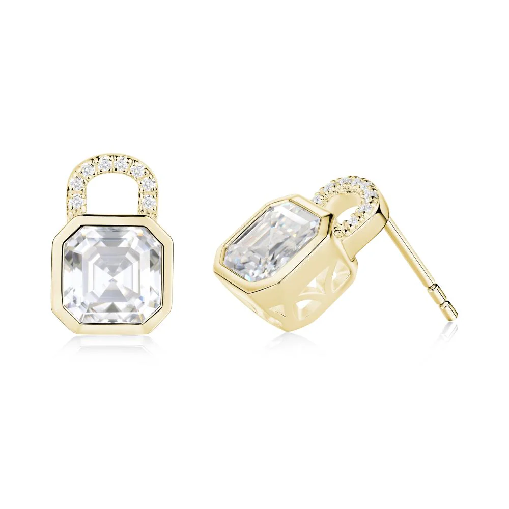 Moissanite Lock Stud Earrings - Image 9