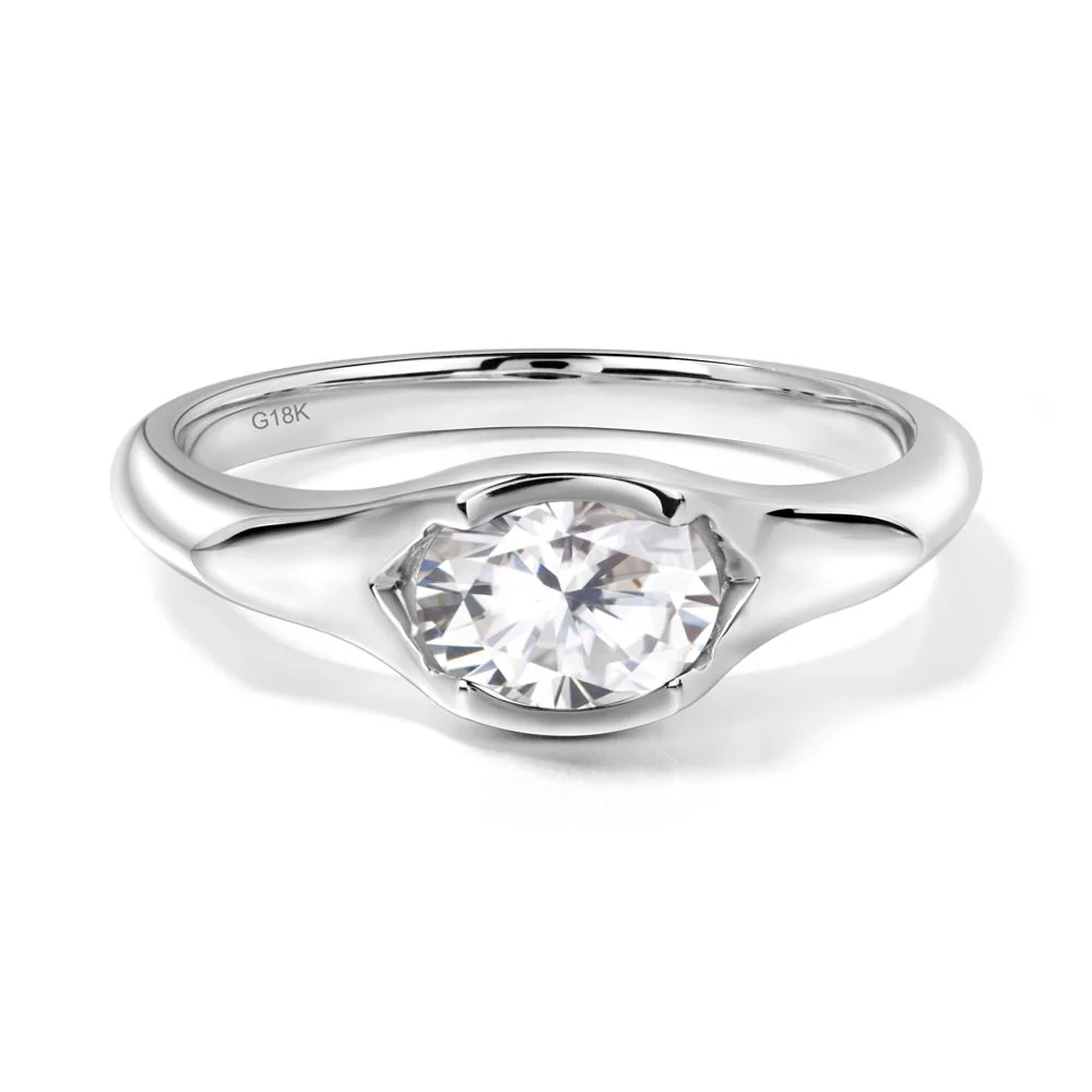 Moissanite Oval Bezel Set Engagement Ring - Image 4