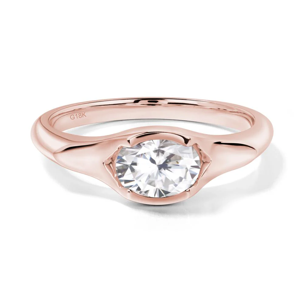 Moissanite Oval Bezel Set Engagement Ring - Image 6