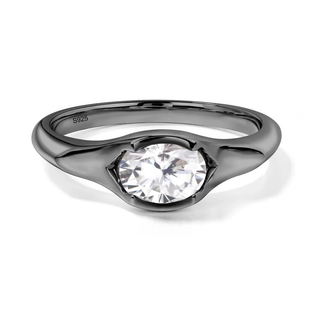 Moissanite Oval Bezel Set Engagement Ring - Image 9