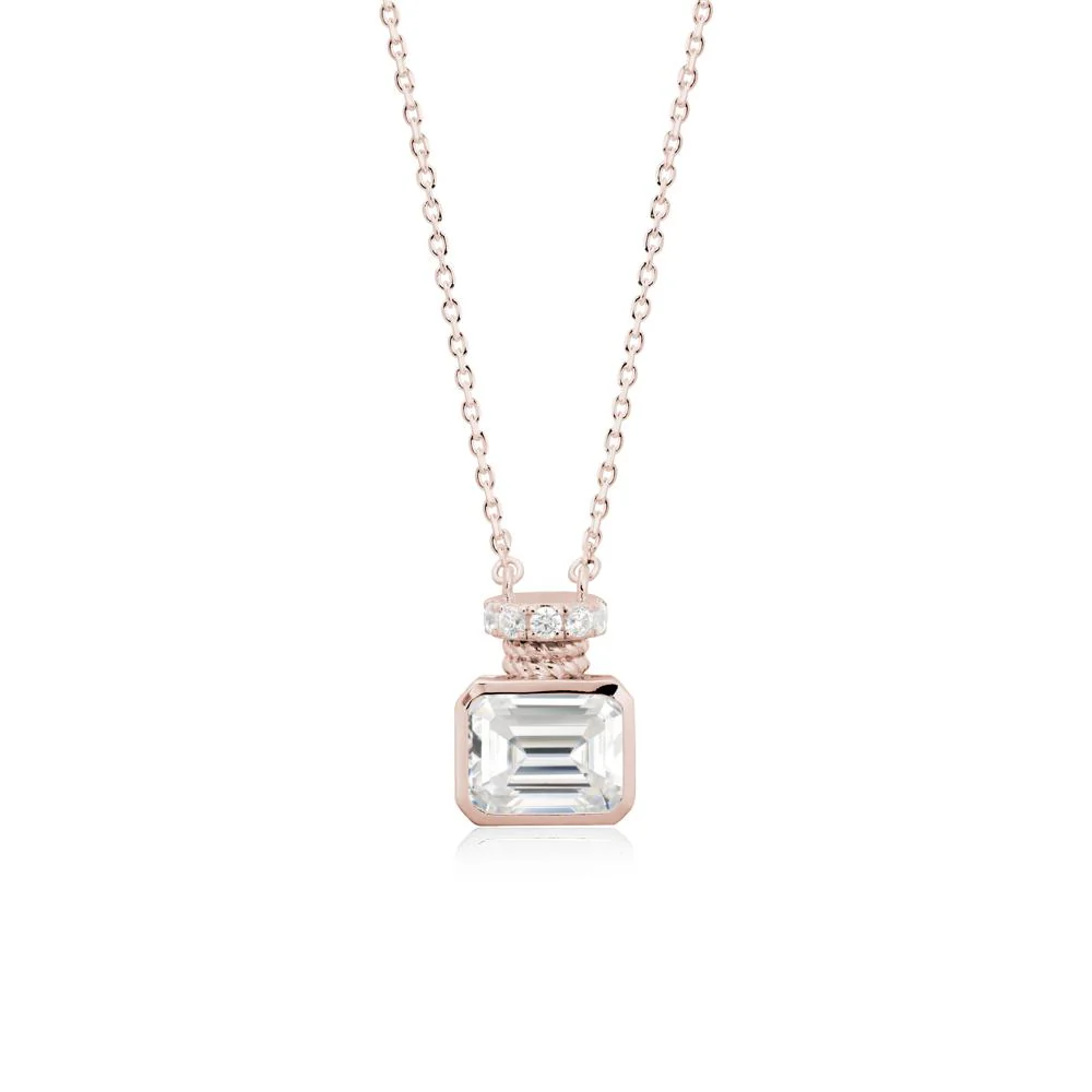 Moissanite Perfume Bottle Design Pendant Necklace - Image 2