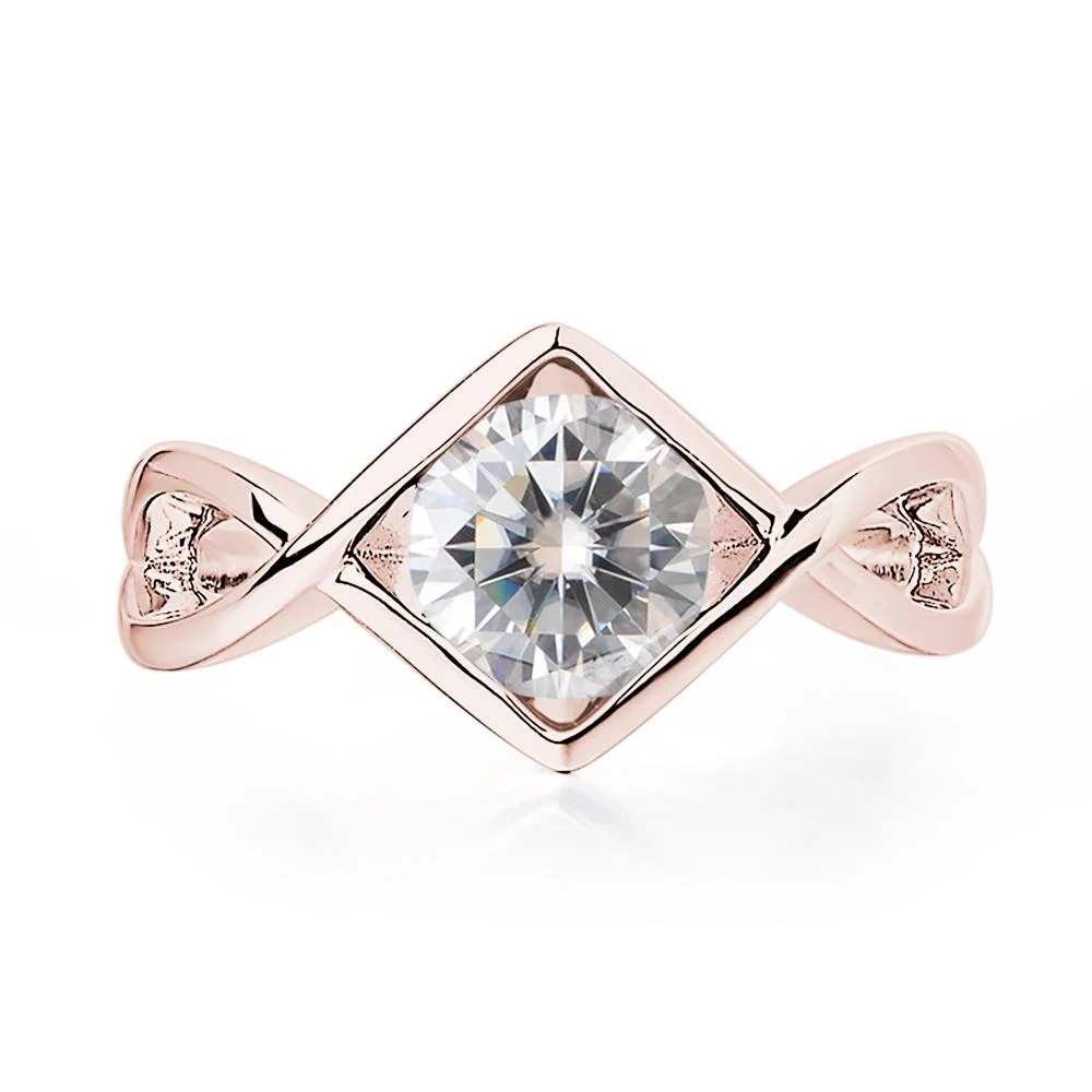 Moissanite Bezel Set Infinity Solitaire Ring - Image 9
