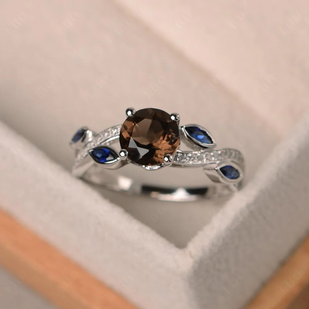 Smoky Quartz Leaf Engagement Ring - Image 29