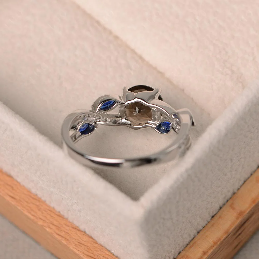 Smoky Quartz Leaf Engagement Ring - Image 31