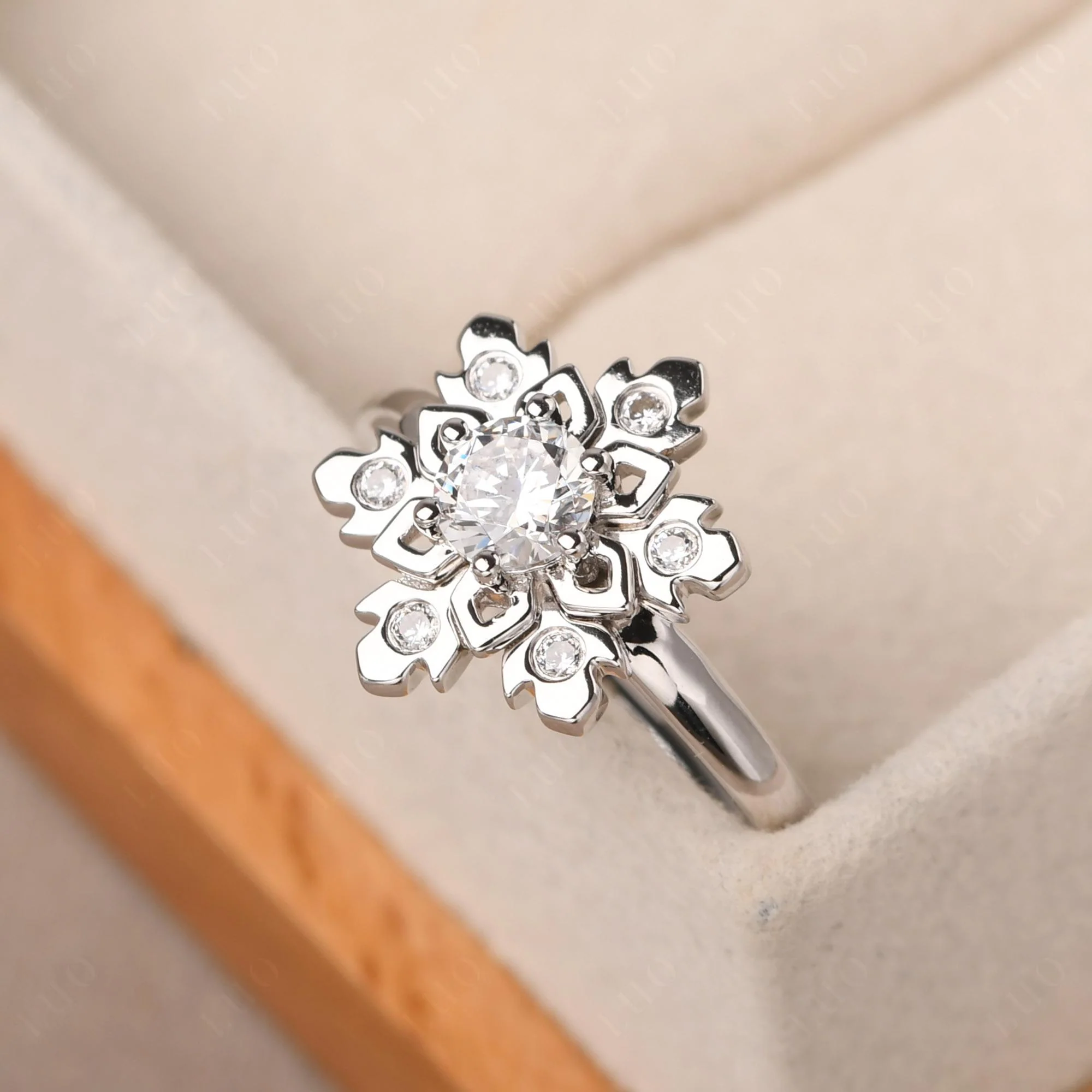 Cubic Zirconia Snowflake Engagement Ring - Image 11
