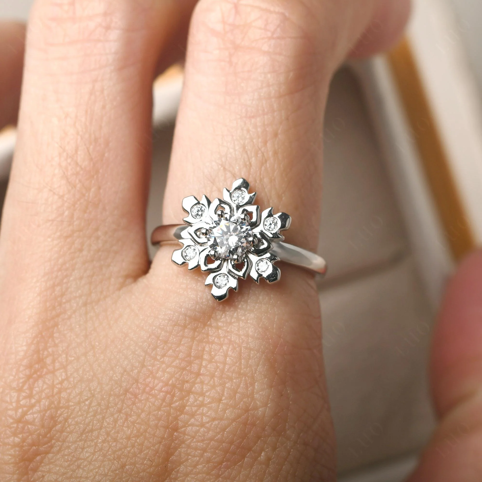 Cubic Zirconia Snowflake Engagement Ring - Image 13