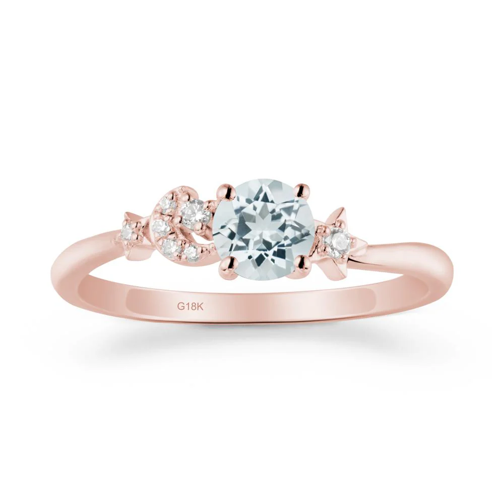Moon and Pentacle Aquamarine Ring - Image 5