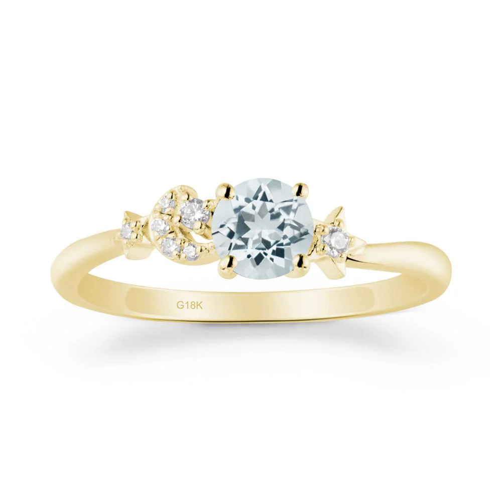 Moon and Pentacle Aquamarine Ring - Image 7