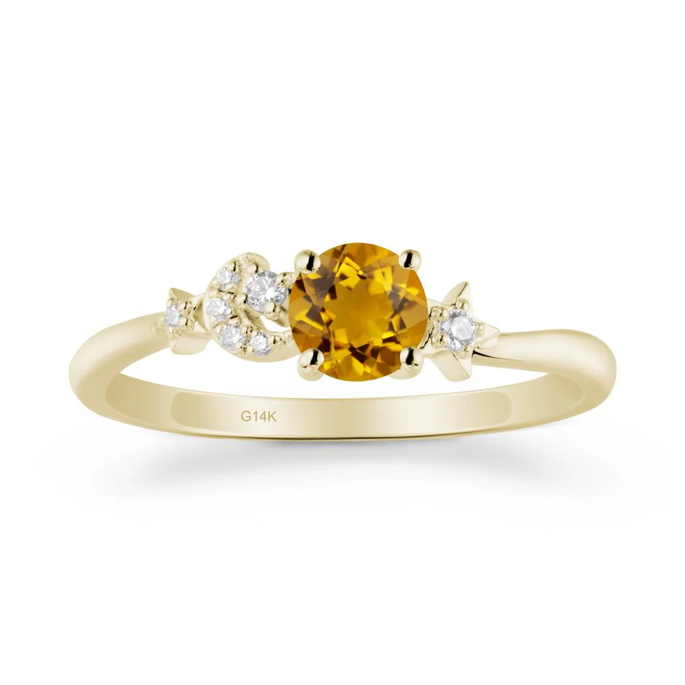 Moon and Pentacle Citrine Ring