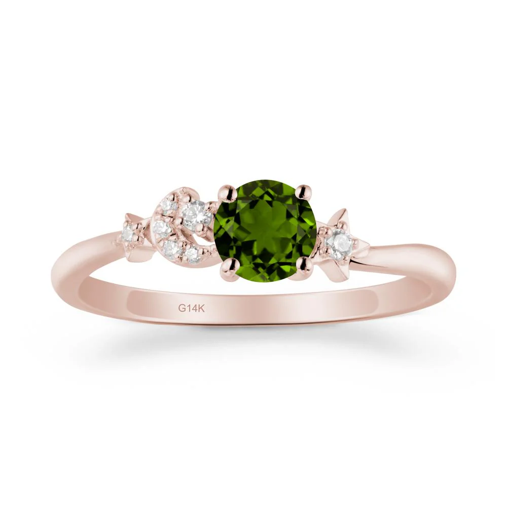 Moon and Pentacle Diopside Ring