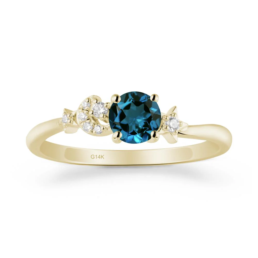 Moon and Pentacle London Blue Topaz Ring