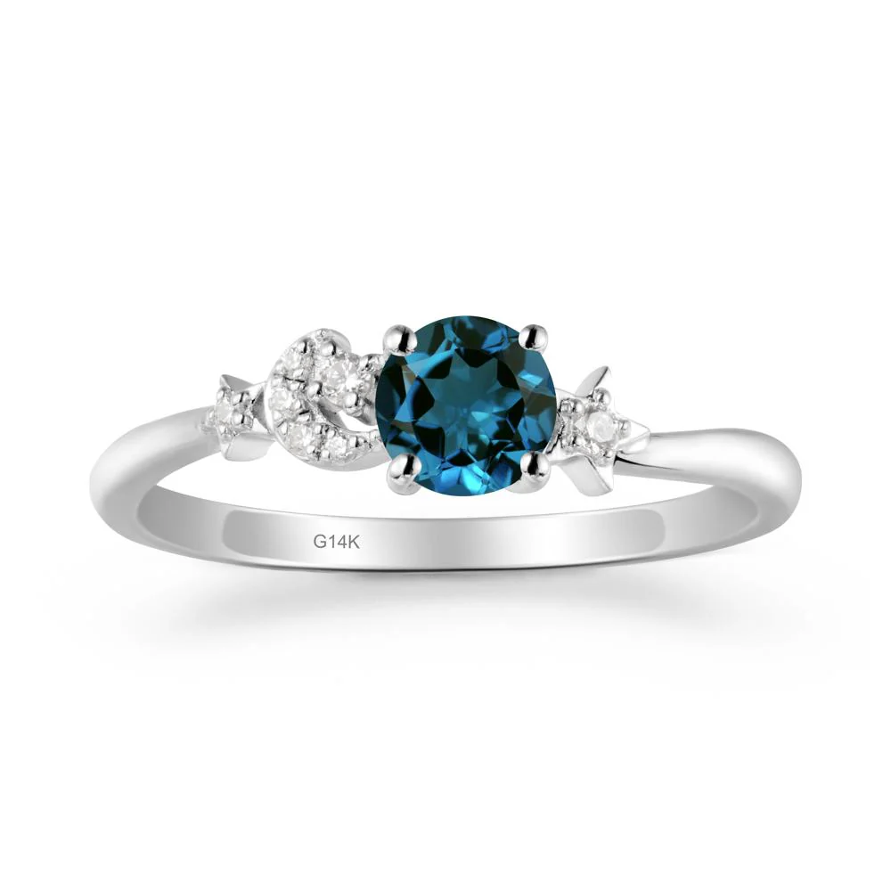 Moon and Pentacle London Blue Topaz Ring - Image 3