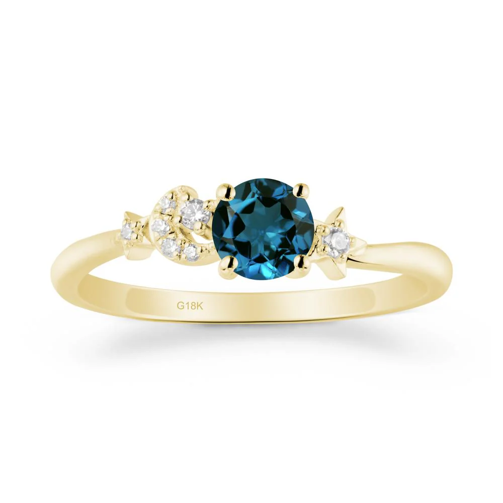 Moon and Pentacle London Blue Topaz Ring - Image 6