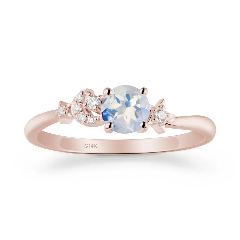 Moon and Pentacle Moonstone Ring