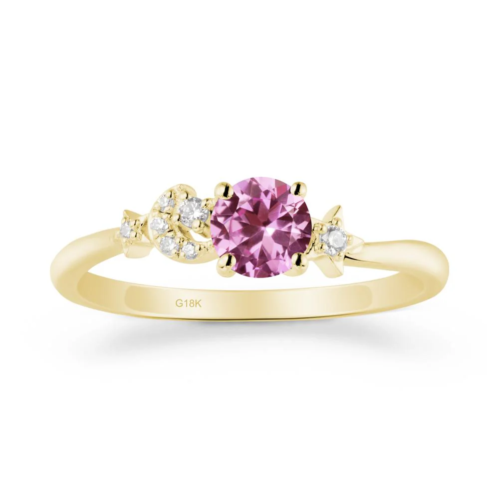 Moon and Pentacle Pink Sapphire Ring - Image 6