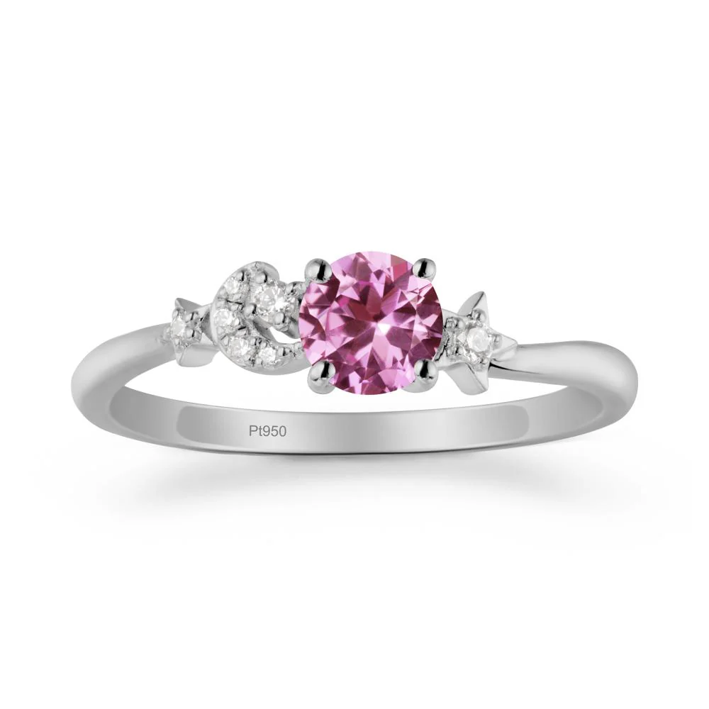 Moon and Pentacle Pink Sapphire Ring - Image 8