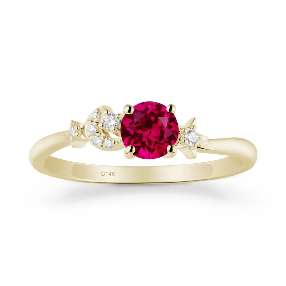 Moon and Pentacle Ruby Ring - Image 3