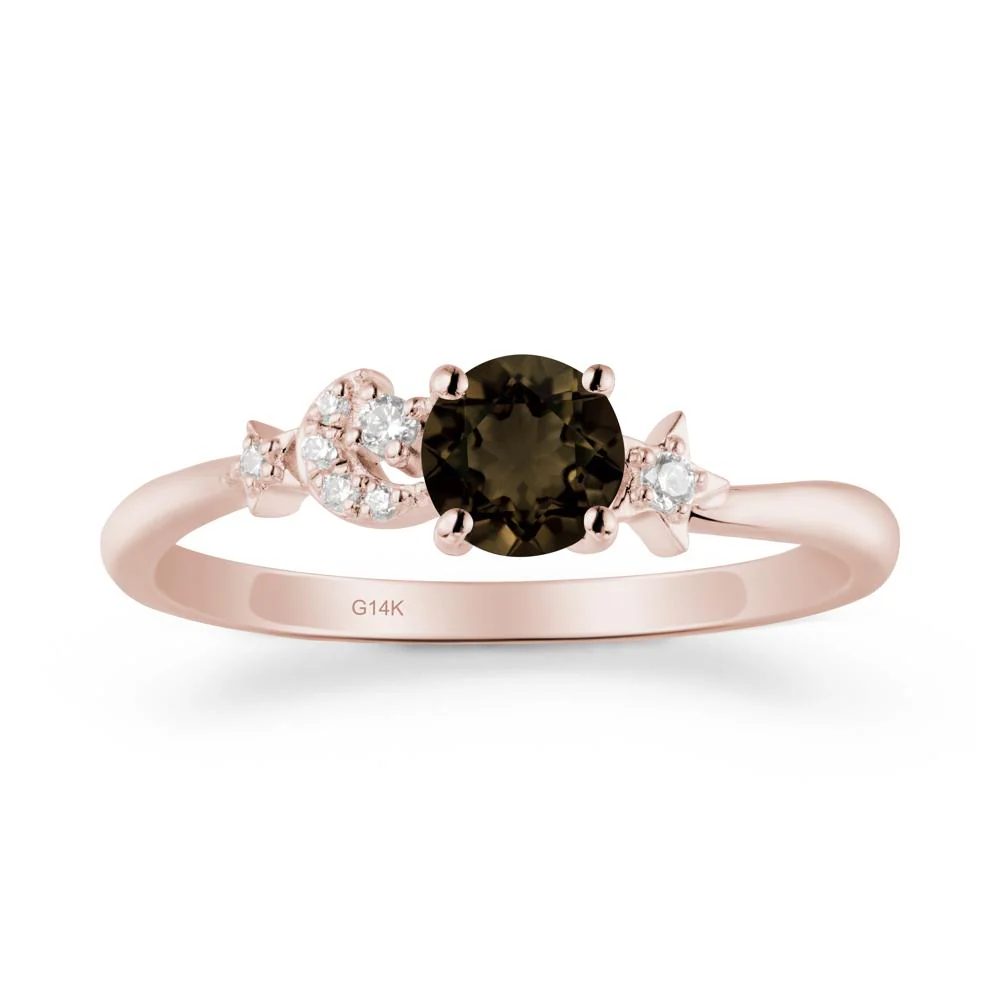 Moon and Pentacle Smoky Quartz Ring - Image 2