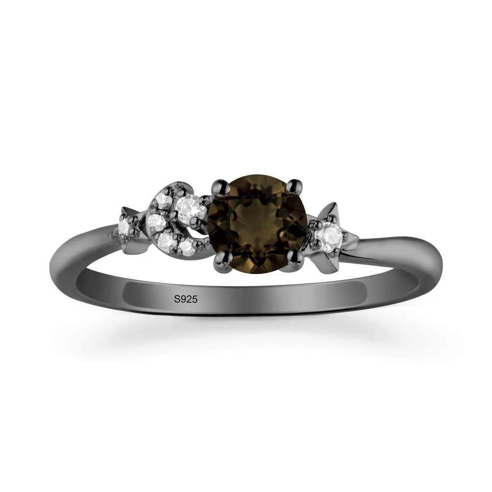 Moon and Pentacle Smoky Quartz Ring - Image 7