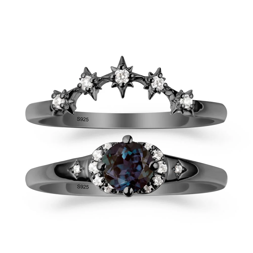 Moon and Star Alexandrite Celestial Ring Set - Image 7