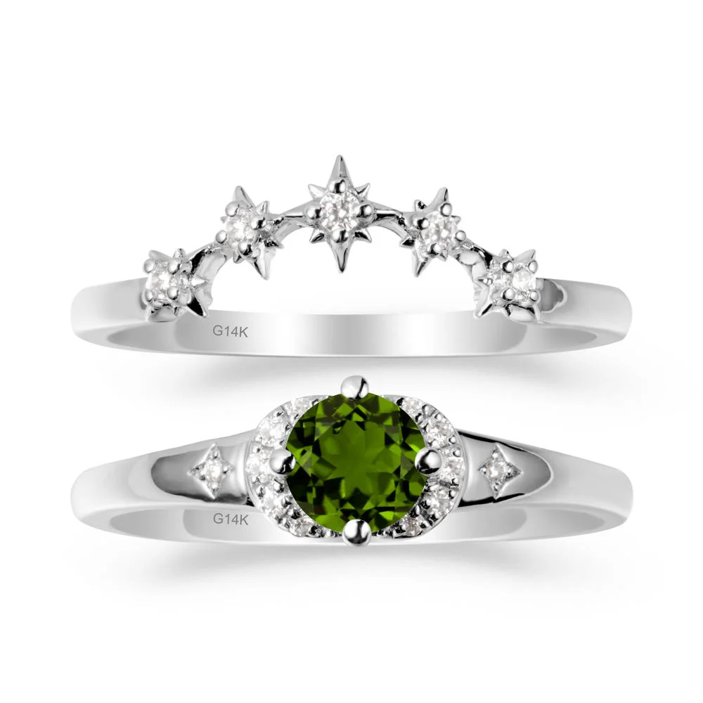 Moon and Star Diopside Celestial Ring Set - Image 2