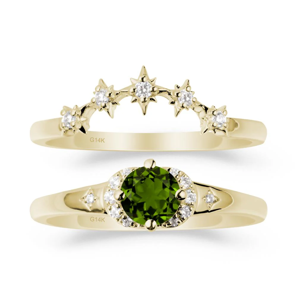 Moon and Star Diopside Celestial Ring Set - Image 3