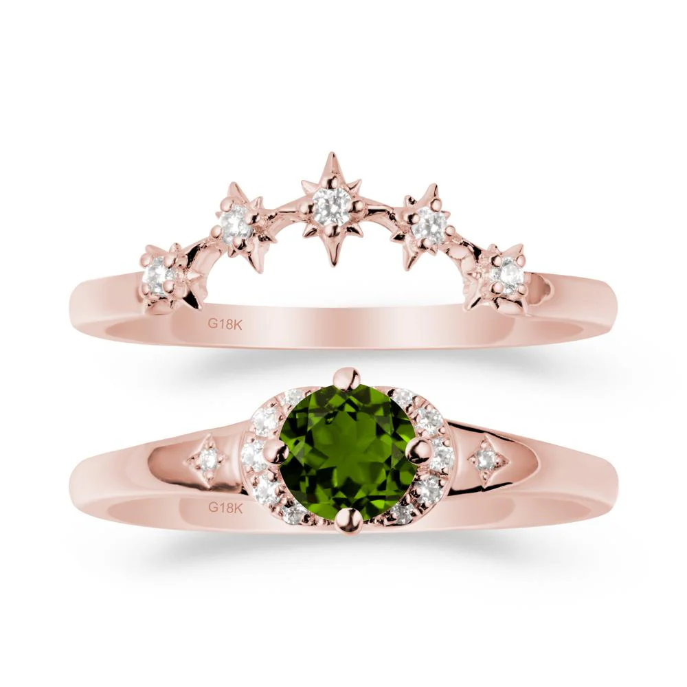 Moon and Star Diopside Celestial Ring Set - Image 4