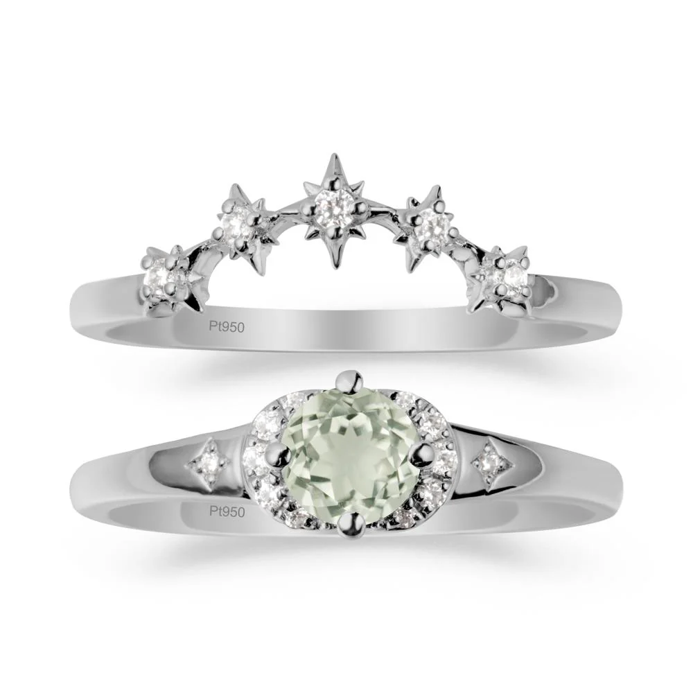 Moon and Star Green Amethyst Celestial Ring Set - Image 8
