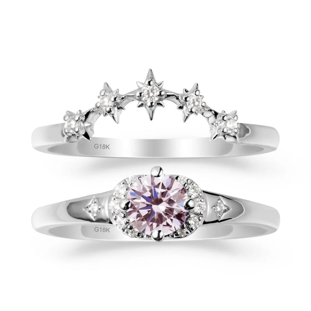 Moon and Star Pink Cubic Zirconia Celestial Ring Set - Image 5