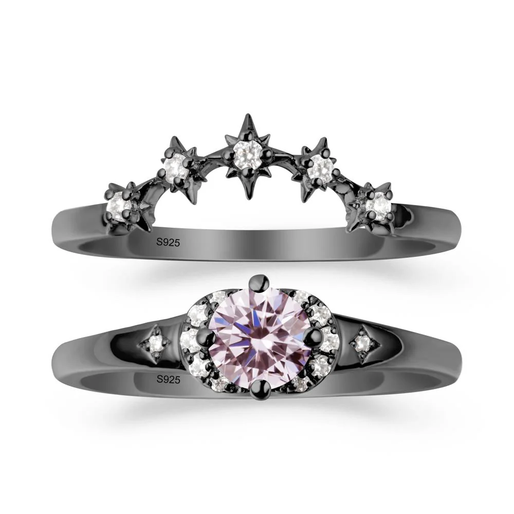 Moon and Star Pink Cubic Zirconia Celestial Ring Set - Image 7