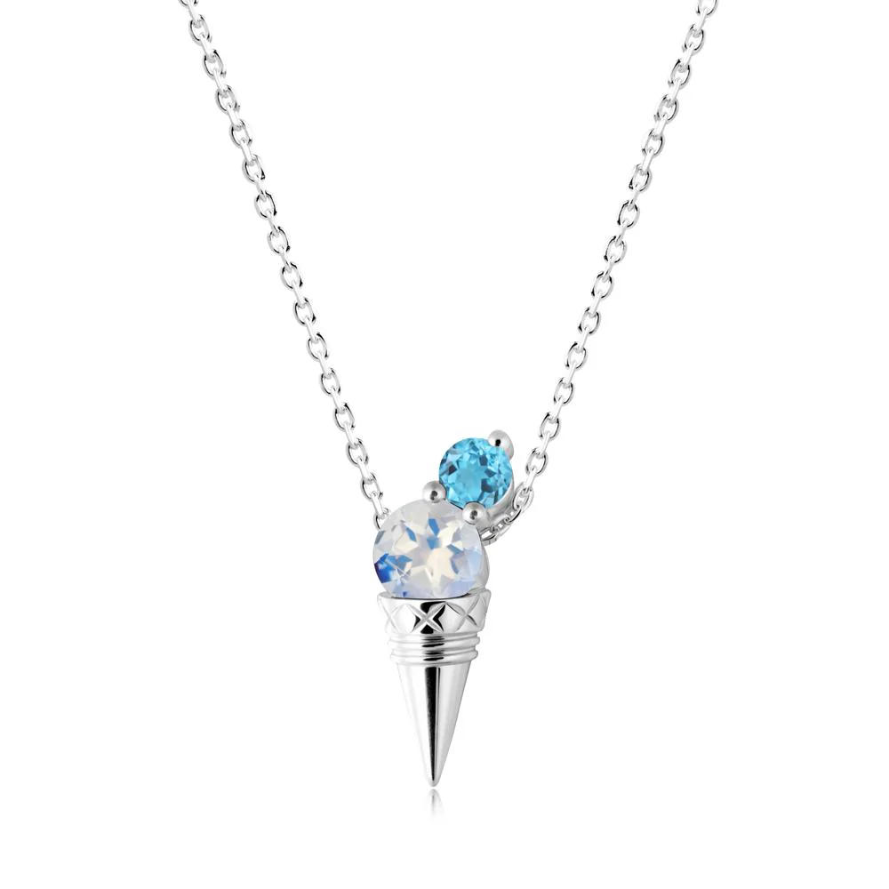Moonstone and Swiss Blue Topaz Toi Et Moi Necklace - Image 7