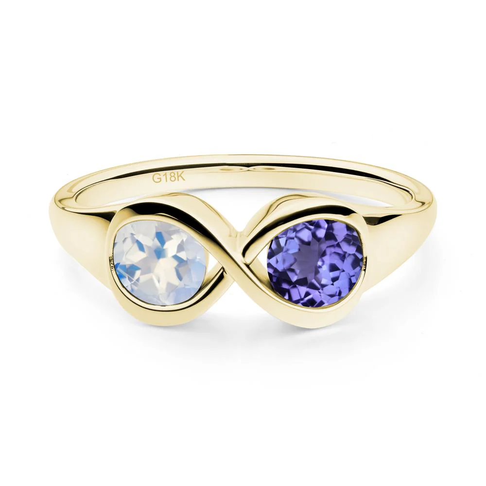 Moonstone and Tanzanite Toi Et Moi Infinity Ring - Image 6