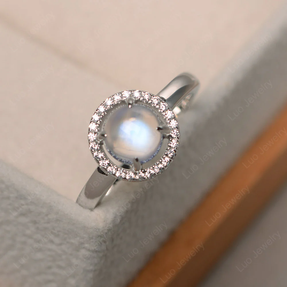 Moonstone Cabochon Halo Ring - Image 2