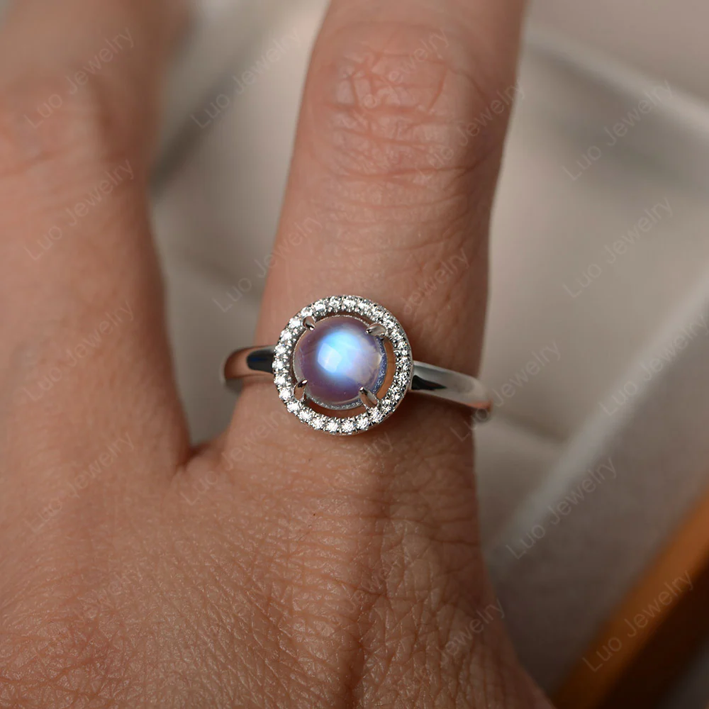 Moonstone Cabochon Halo Ring - Image 4