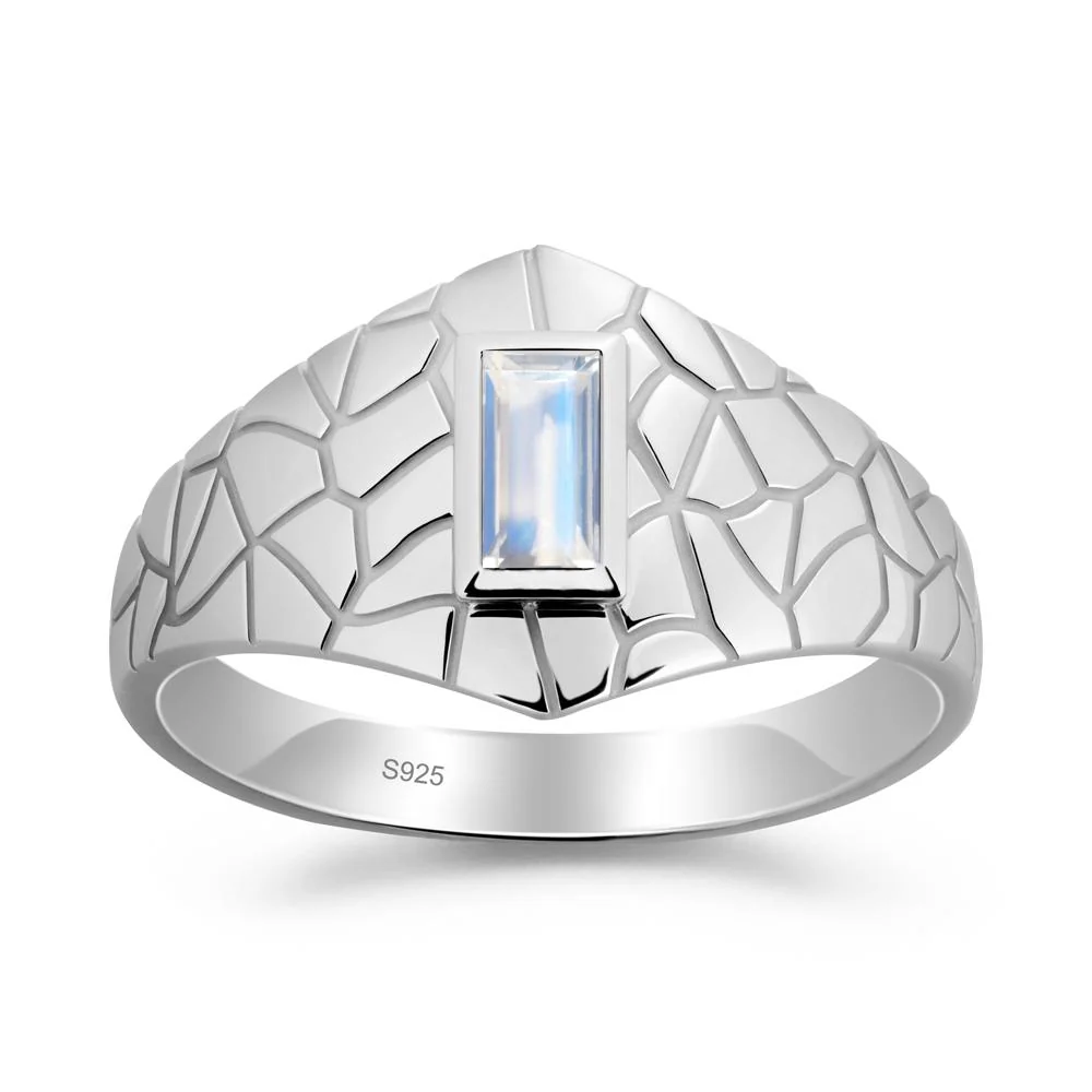 Moonstone Cracked Texture Ring - Image 4