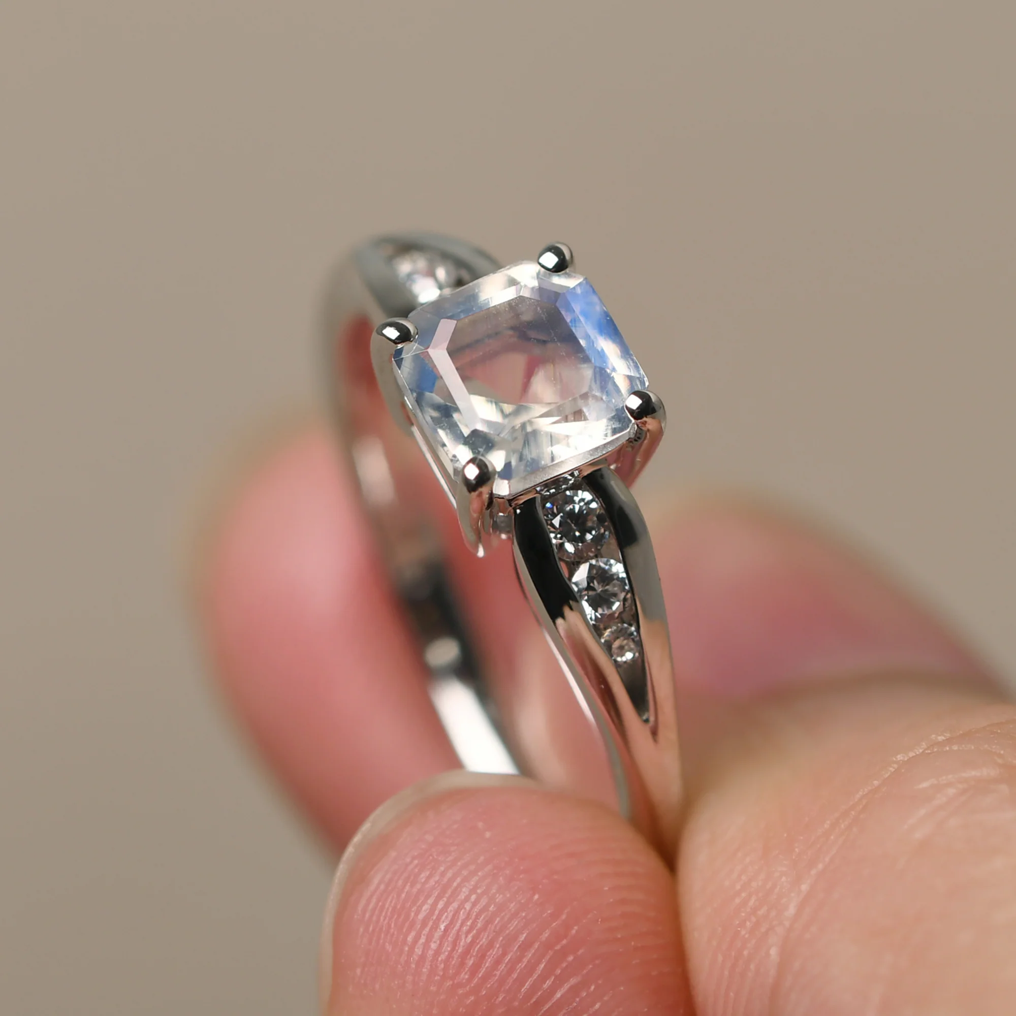 Moonstone Ring with Channel Set Band - Image 2