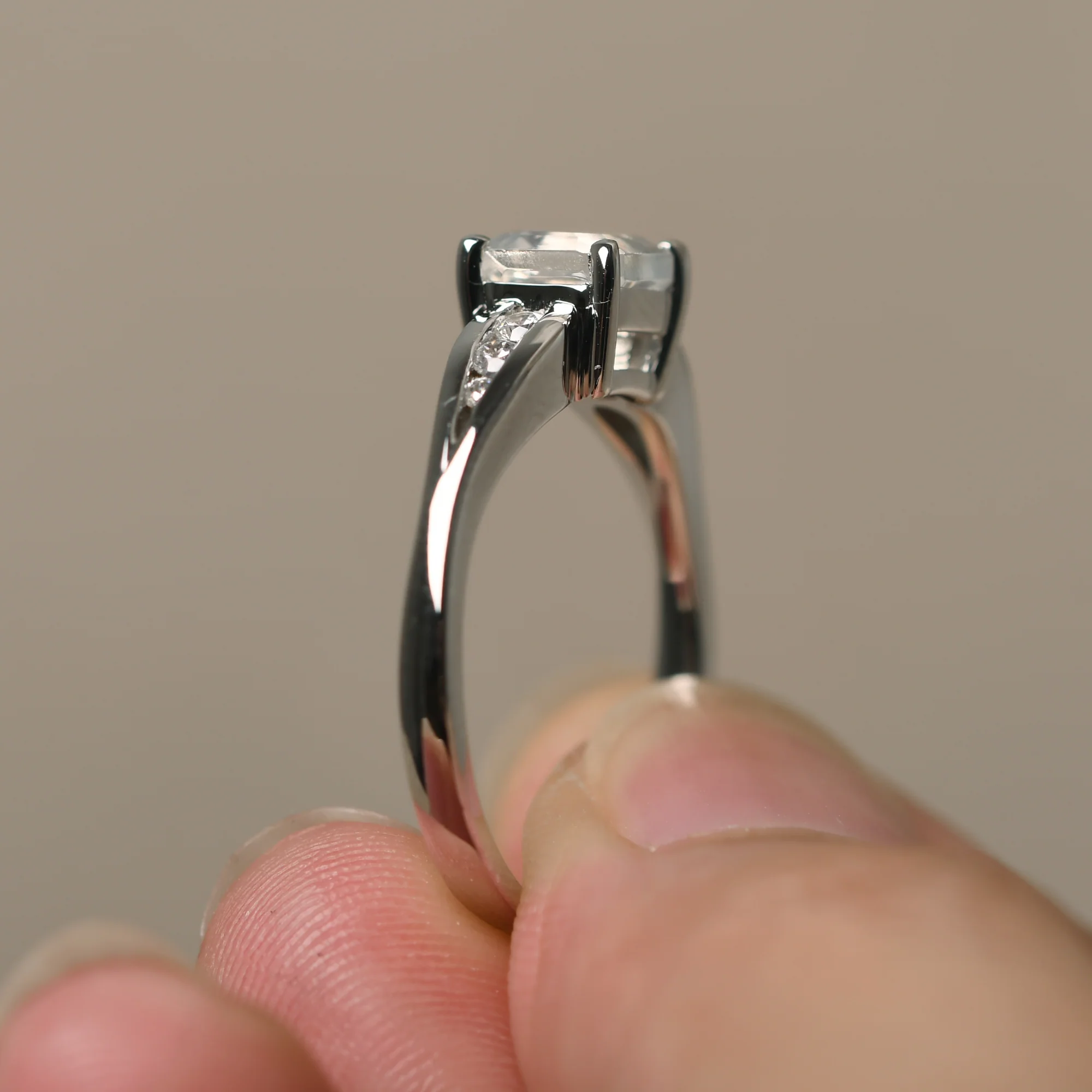 Moonstone Ring with Channel Set Band - Image 4