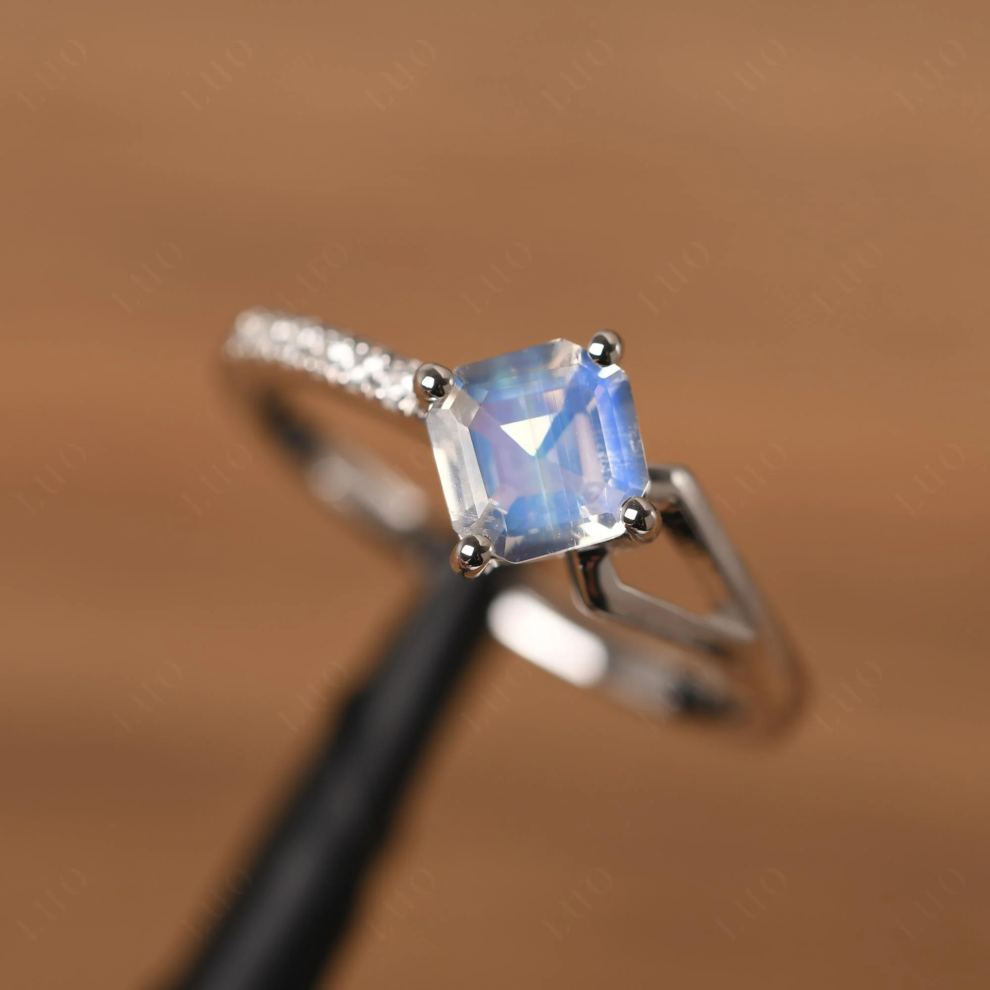 Moonstone Ring Asscher Engagement Ring - Image 10