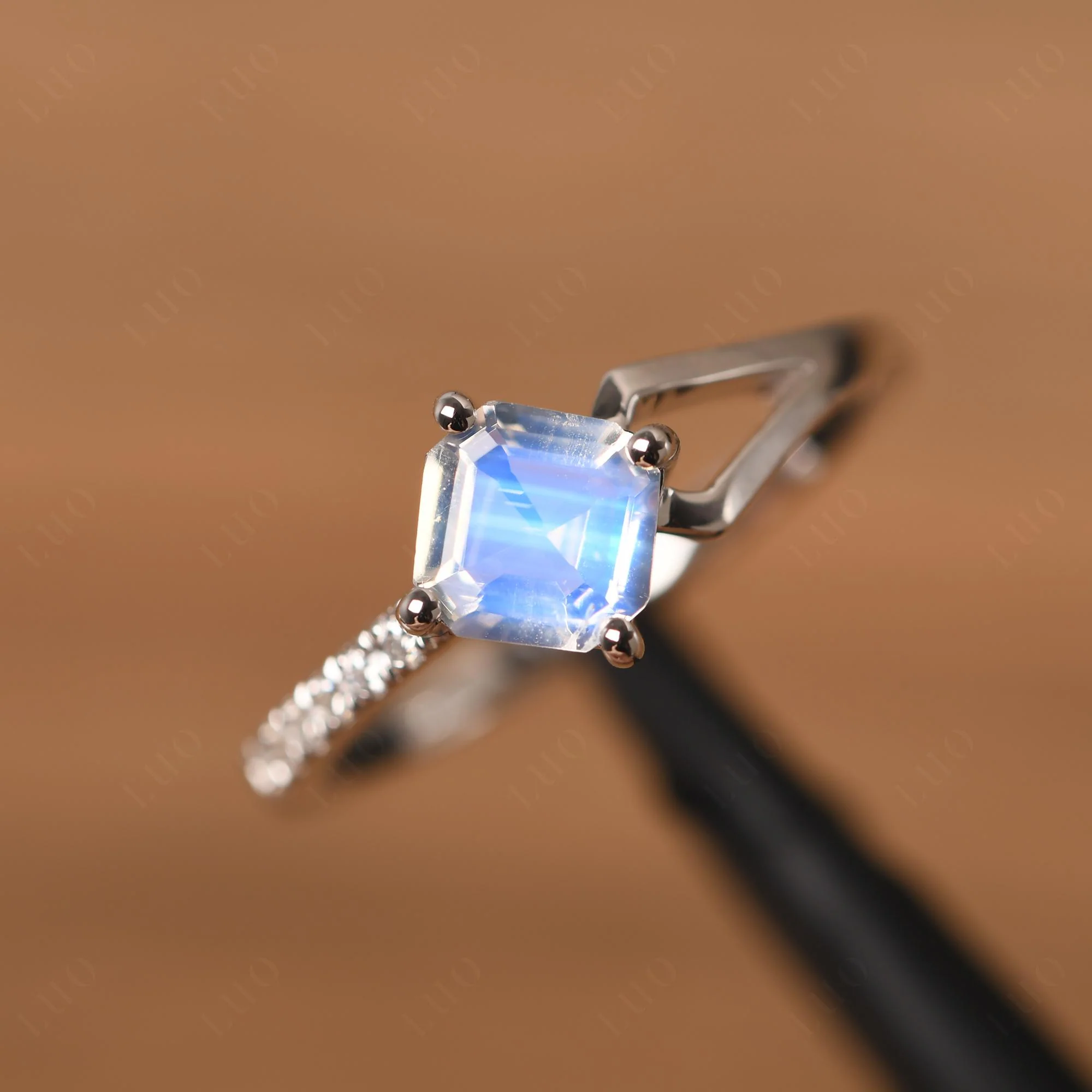 Moonstone Ring Asscher Engagement Ring - Image 11