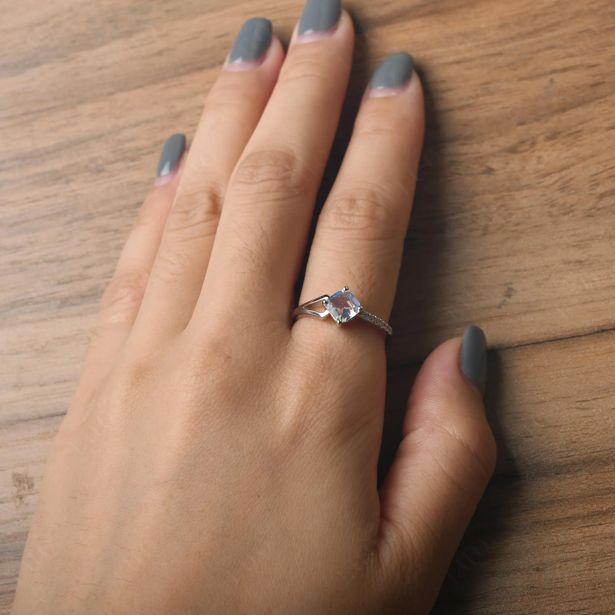 Moonstone Ring Asscher Engagement Ring - Image 14