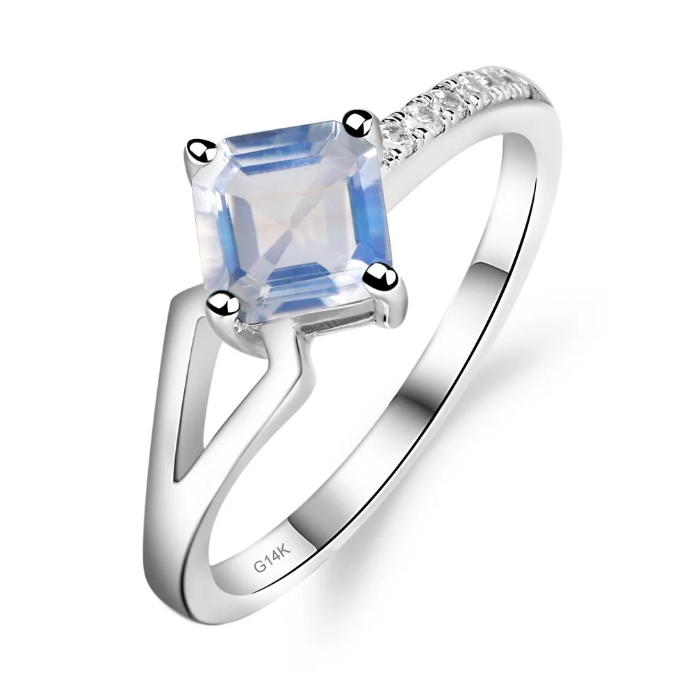 Moonstone Ring Asscher Engagement Ring - Image 4