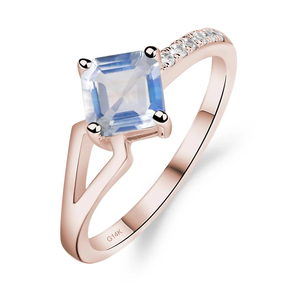 Moonstone Ring Asscher Engagement Ring - Image 5