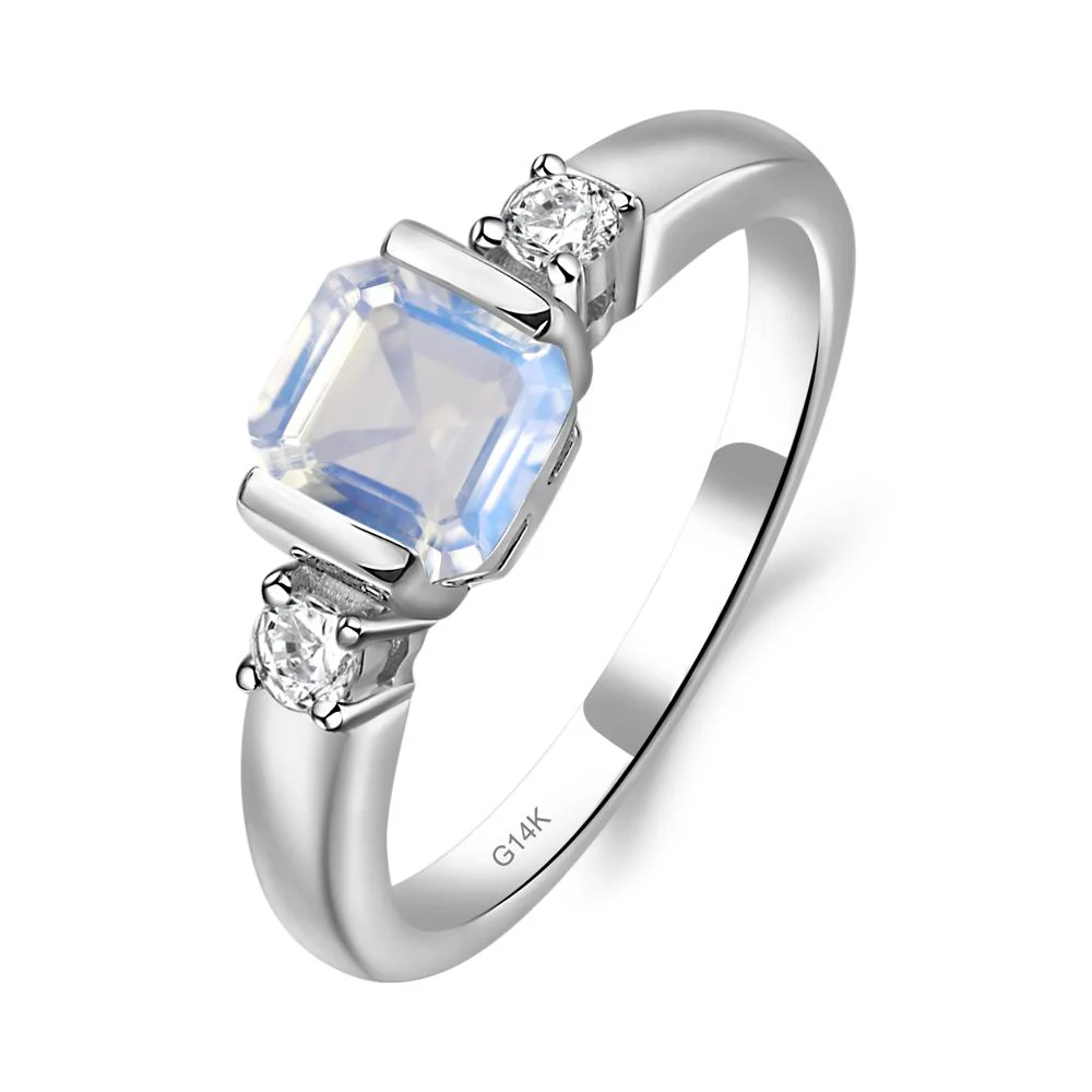 Moonstone Half Bezel Set Asscher Cut Ring - Image 2