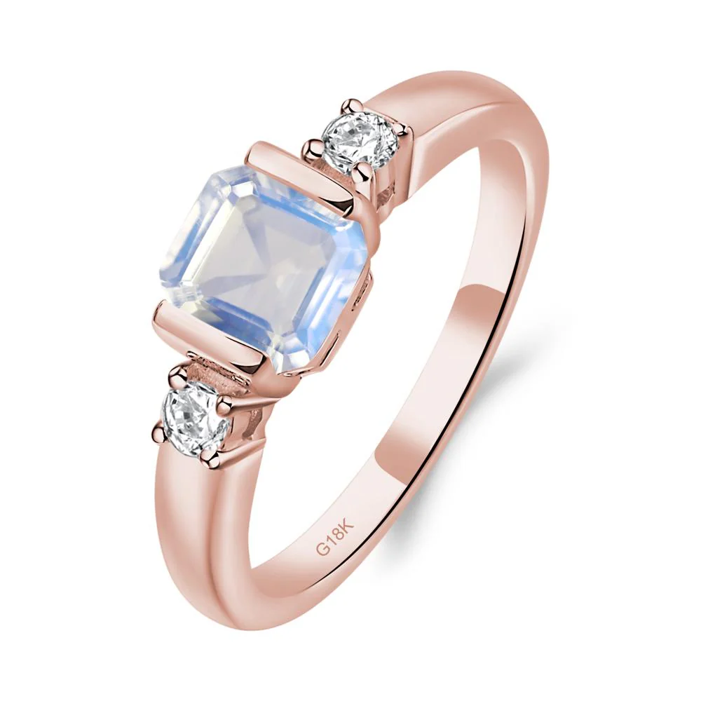 Moonstone Half Bezel Set Asscher Cut Ring - Image 6