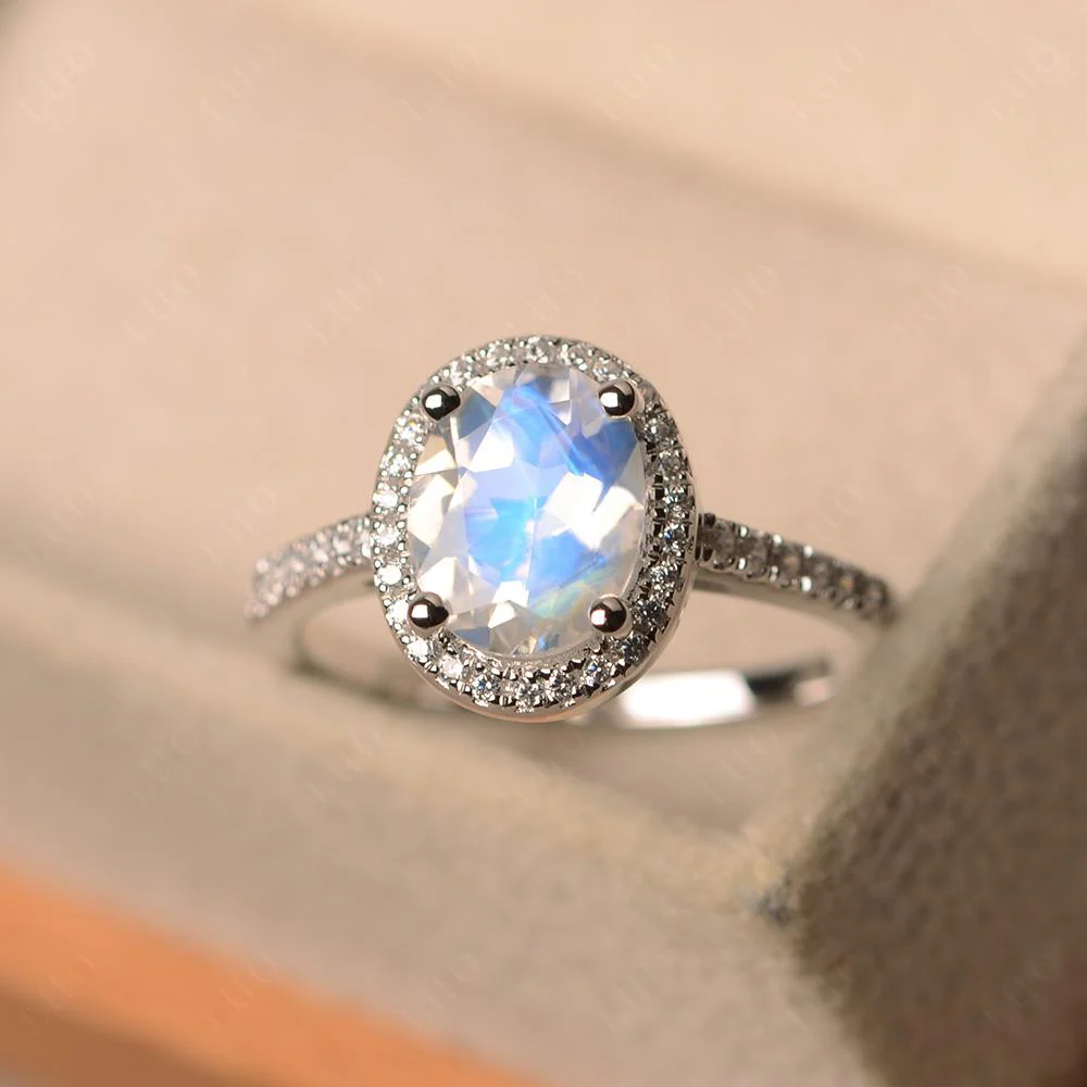 Oval Moonstone Halo Ring - Image 29